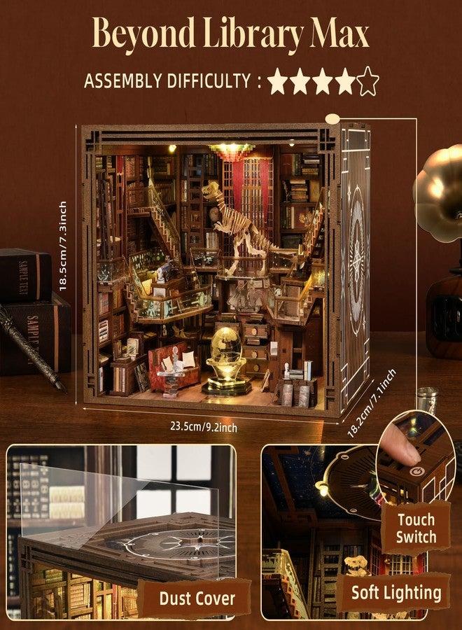 CCCDF مجموعة ركن الكتب CCCDF DIY، مجموعة ركن الكتب المصغرة لبيت الدمى، ديكور رف الكتب ثلاثي الأبعاد من الخشب مع إضاءة LED للمراهقين والبالغين (Beyond Library Max) - Image 3